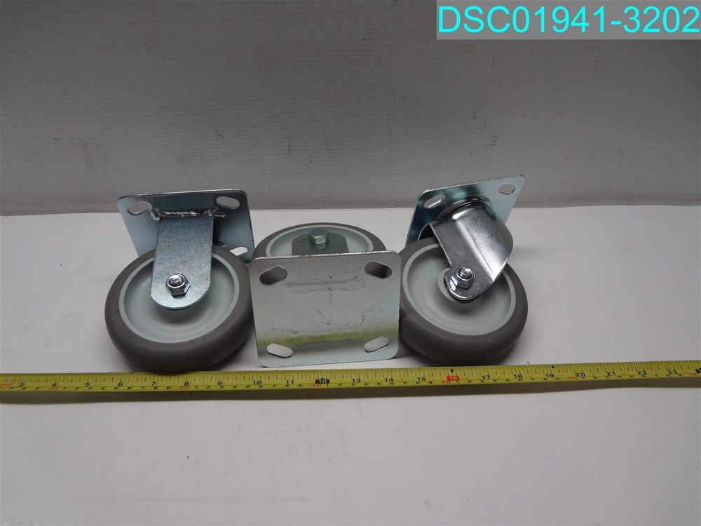 QTY=3: Plate Mount Caster 6″H X 4-5/8″D X 1-1/8″W PLATE 4″L X 4-1/2″ W