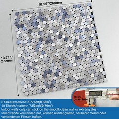 M MOFIT Small Penny Round Peel and Stick Backsplash Tile 10 Sheets Blue