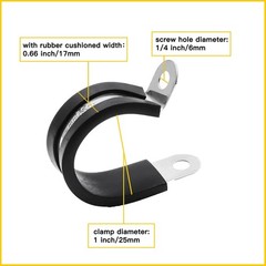 12pcs 1 inch (25mm) Cable Clamps, Stainless Steel Wire 1 inch-12pcs, Black