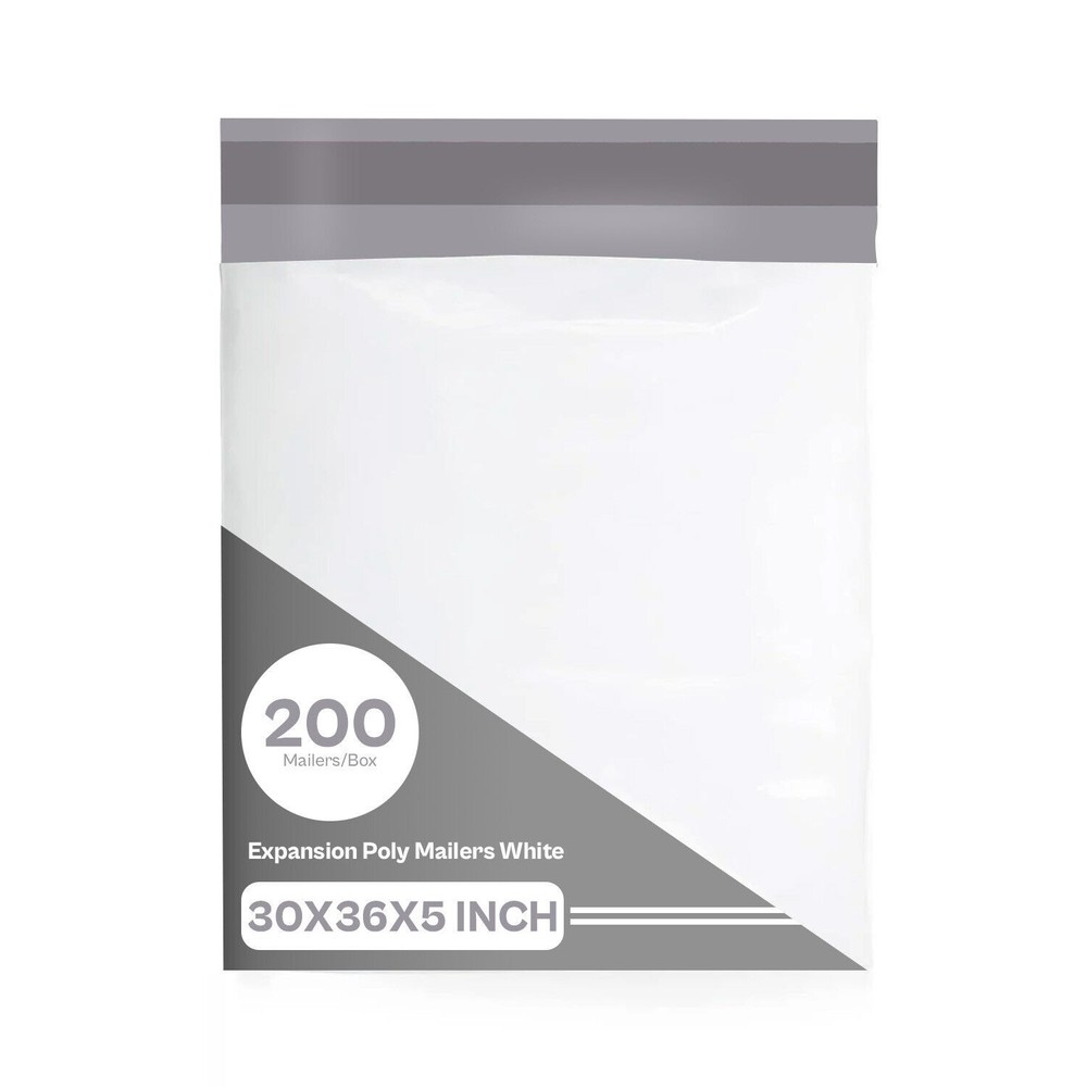 30″ x 36″ Expansion Poly Mailers 5″ Bottom Gussetted 3 Mil Envelopes 200 Pieces
