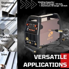 LOTOS MIG180SP MIG Welder with Aluminum Spool Gun, 180A 110/220V, 6 in 1 Gas MIG