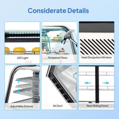 Refrigerated Display Case 5.7 Cu.Ft. Glass Pastry Display Showcase Equipment+LED