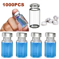 1000PCS 10ml Sample Vials+Aluminum Caps 20mm Crimp Top Clear Glass Bottle HPLC