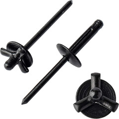50Pcs 3/16 X 1 Large Head Tri-Fold Exploding Aluminum Pop Rivets (Black)