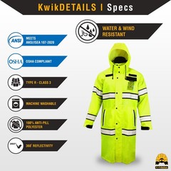 KwikSafety TORRENT | High Visibility ANSI Class 3 Safety Trench Coat