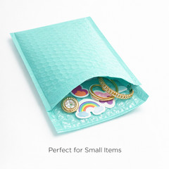 Teal Poly Bubble Mailers #000 4×8 — 1000 Pack Padded Peel & Seal Shipping Bags