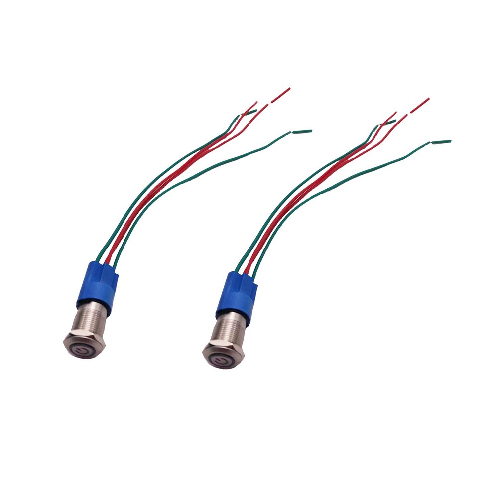 2 pcs Red 12mm 12V LED ON OFF Push Button Power Switch Latching