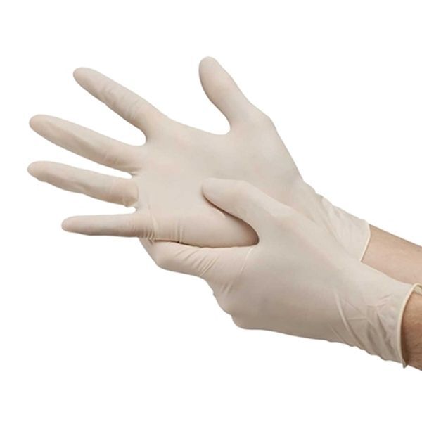 House Brand Latex Gloves, Powder-Free, X-Small, White, 100/Bx