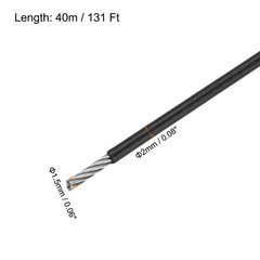 131Ft(40M) Wire Rope 304 Stainless Steel Cable 1/12″ 6pcs Sleeve Black