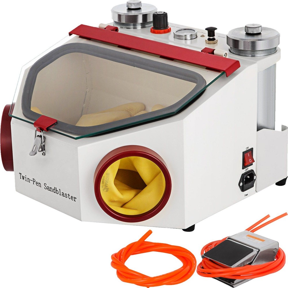 Compact Twin Pen Sandblaster 2 Tank Style Modern Metal Structure LED Integrated