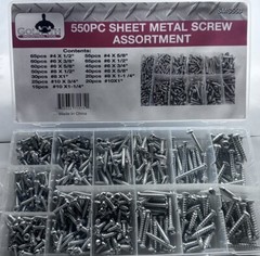 550pc Goliath Industrial Sheet Metal Screw Assortment Kit 13 sizes SMS550