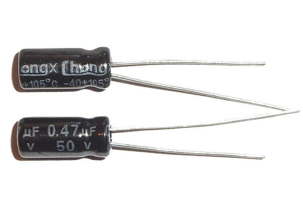 NEW 2 0.47 B 0002 E06 Radial Electrolytic Capacitor Alum 0.47uF 50V, 105 C #518