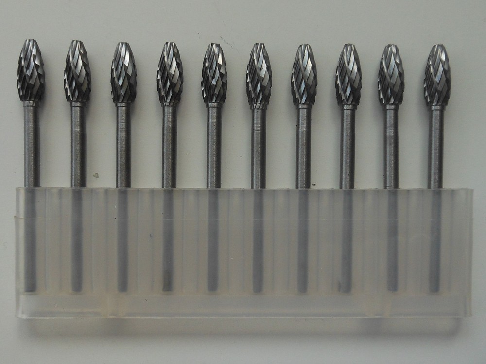 10 pcs 3mm X 5mm Tungsten Carbide Cutting Rotary Burr CNC Engraving Bit H5