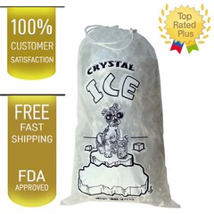 10 LB LBS 1.5 Mil Plastic Commercial Ice Bag Bags With Cotton Drawstring 100 PCs