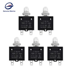 5x 10 Amp Push Button Thermal Circuit Breaker 12-50V DC 125-250V Volt AC 10A
