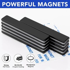 Neodymium Magnets, 5 Pack Black Super Strong Magnets Bar, Waterproof Heavy