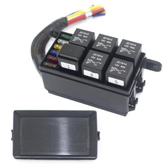 12V Fuse Relay Box 4 Relays and 6 Way ATC/ATO Fuses for Auto Car Marine Boat