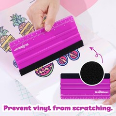 TECKWRAP Professional Felt Squeegee for Vinyl, Pitaya, 2 PCS, 6″x2.9″