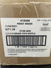 Caja de 25 Red Brass Pipe Nipple 1/2″ x 6″ Plumbing Pipes
