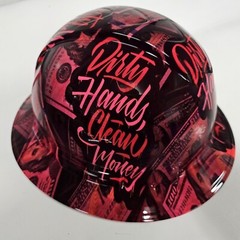 full brim hard hat custom hydro dipped IN HOT PINK DIRTY HANDS CLEAN MONEY WOMEN