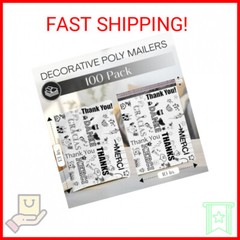 Shop4Mailers 10 x 13 Glossy Decorative Thank You Plastic Poly Mailer Bags Waterp