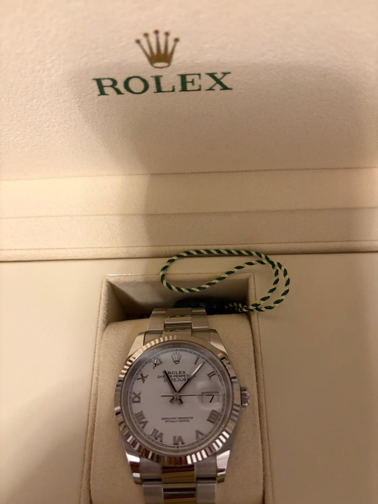 Rolex Datejust 36 126234 White Roman Dial Steel White Gold Oyster