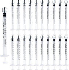 20 Pack 1ml Luer Lock Syringes without Needle Liquid Measuring Lab Dispensing
