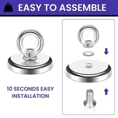 Strong Neodymium Fishing Magnets 6 Pack, 100 lbs45KG Pulling Force Rare Earth…