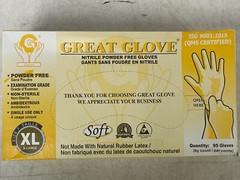 CASE OF 950 Great Glove Soft Nitrile Exam Powder Free Gloves XL SNM50020