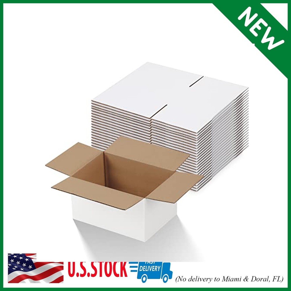 7x5x4 Inches Shipping Boxes Pack of 25, White Cardboard Corrugated Box for Maili
