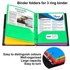 HABGP Colored Folders with Pockets 3 Red, Blue, Green, Yellow, Purple, Orange