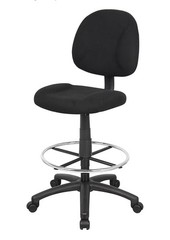 Boss Ergonomic Drafting Chair Without Arms, Mid BlackBack Office Seat (B1615-BE)