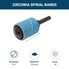 Benchmark Abrasives 3/4” x 1” Zirconia Abrasive Spiral Band Sleeves for Deburrin