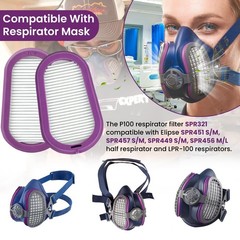 8 Pack P100 Respirator SPR321 with Elipse Miller Half Respirator Filter for S…