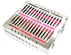 5 PINK GERMAN DENTAL AUTOCLAVE STERILIZATION CASSETTE RACKTRAY FOR 15 INSTRUMENT
