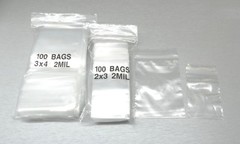 200 Bags Clear 2mil 2 Small Sizes 2″x3″ & 3″x4″ Poly Reclosable Baggies 100@