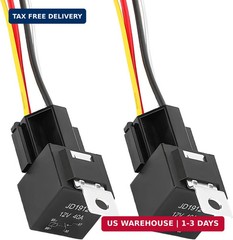 2 PCS JD1912 Car Relay Harness, 12V 40A 4 Pin Relay Sockets with 12&16 AWG Tinne