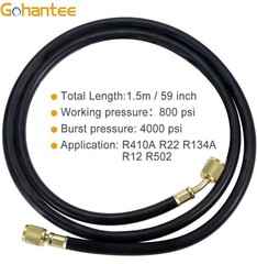 R410A AC Refrigerant Charging Hose 59″ 1/4″ SAE Female Flare 800PSI