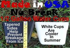 Cage Cups (12pcs) White 1/2 Gallon Large Hanging Water Cage Cup Chicken Pheasant