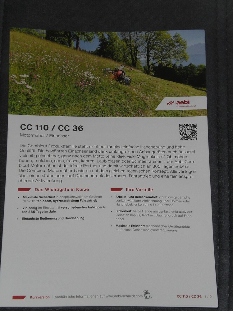 AEBI CC110 / CC136 Motormäher / Einachser Prospektblatt von 02/2024 ( 24073 )