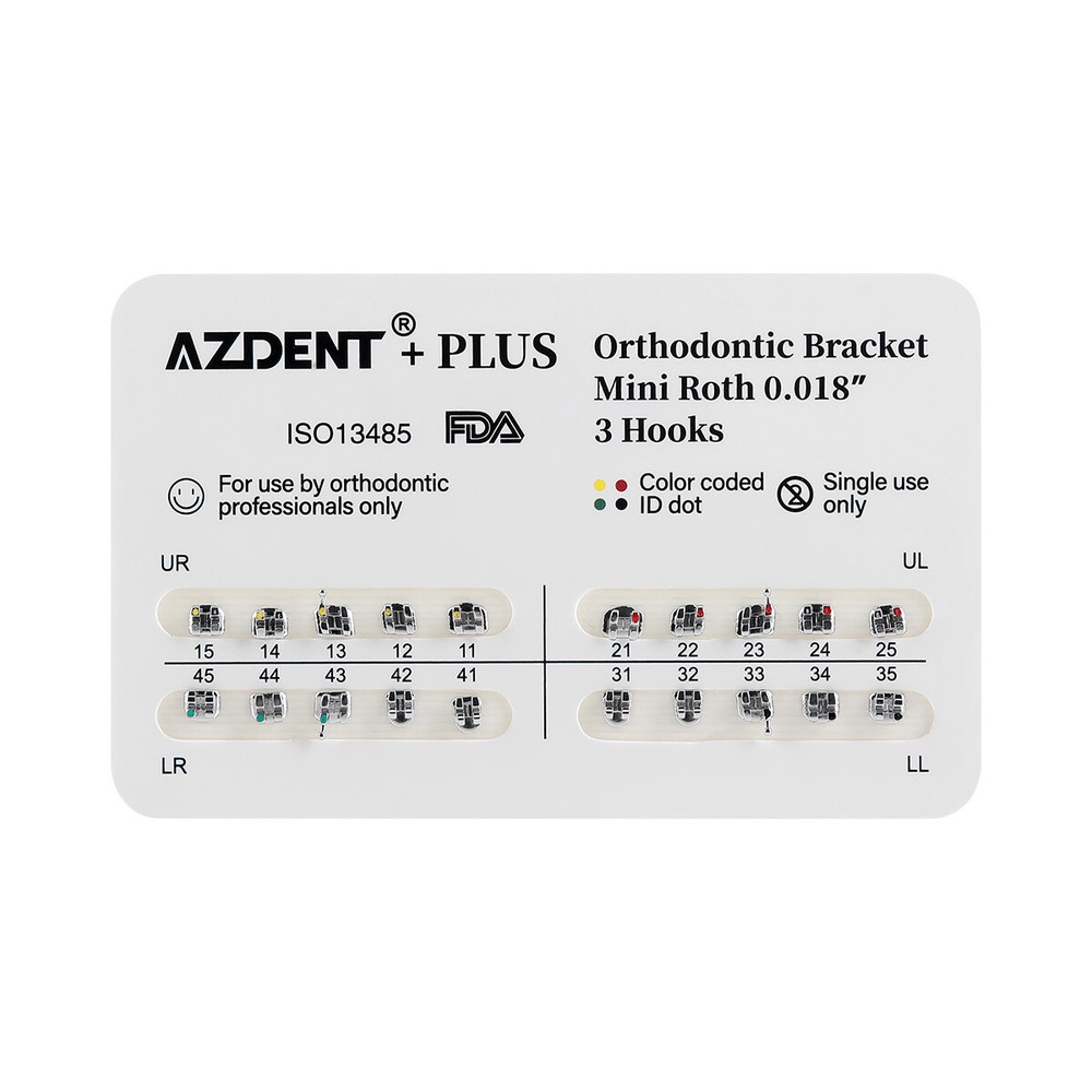 AZDENT PLUS Dental Orthodontic Brackets Braces Mini/Standard Roth/MBT 022/018
