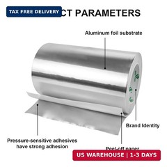 BOMEI PACK Aluminum Foil Tape, 8 Inches x 35 Yds Heavy Duty Metal Foil Tape,Perf