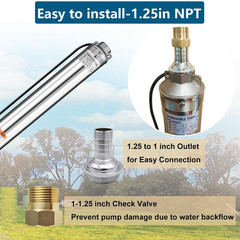 3/4 HP 3″ Deep Well Submersible Pump, 115V, 13 GPM, 247 ft MAX,60Hz, 1.25 in NPT