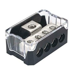 4 Way Power Distribution Block, 1X 0/2/4 AWG Gauge in / 4X 4/8/10 Gauge Out Amp