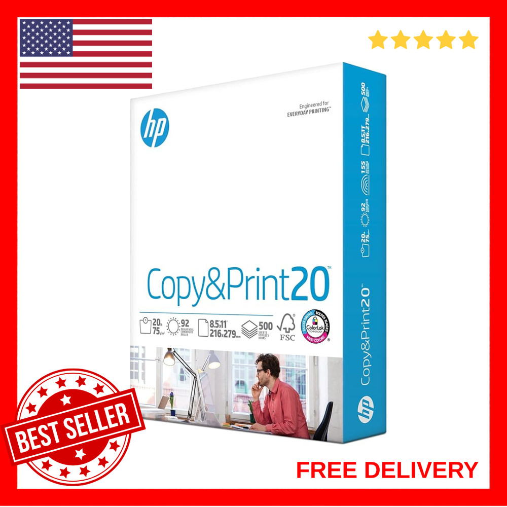 HP Printer Paper | 8.5 x 11 Paper | Copy &Print 20 lb | 1 Ream Case – 500 Sheets