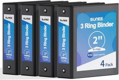 Binders 2 Inch 3 Ring 4 Pack 2″ Classic 4-Color Binder Set 8.5×11 Inches Office