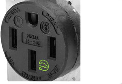 HBL9450A Straight Blade Device Receptacle, RTP, Industrial Grade, 3-Pole 4-Wire