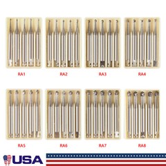 5pcs Dental Round Carbide Burs RA 1-8/ Latch Type Contra Angle Handpiece