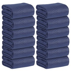 12 Pack Moving Blankets 72″x80″ Heavy Duty Packing Blankets Furniture Dark Blue
