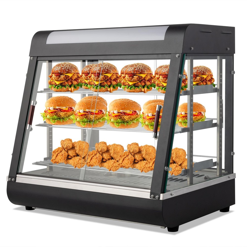 3 Tier 26″ Commercial Food Warm Display Countertop Hamburger Pizza Case Catering